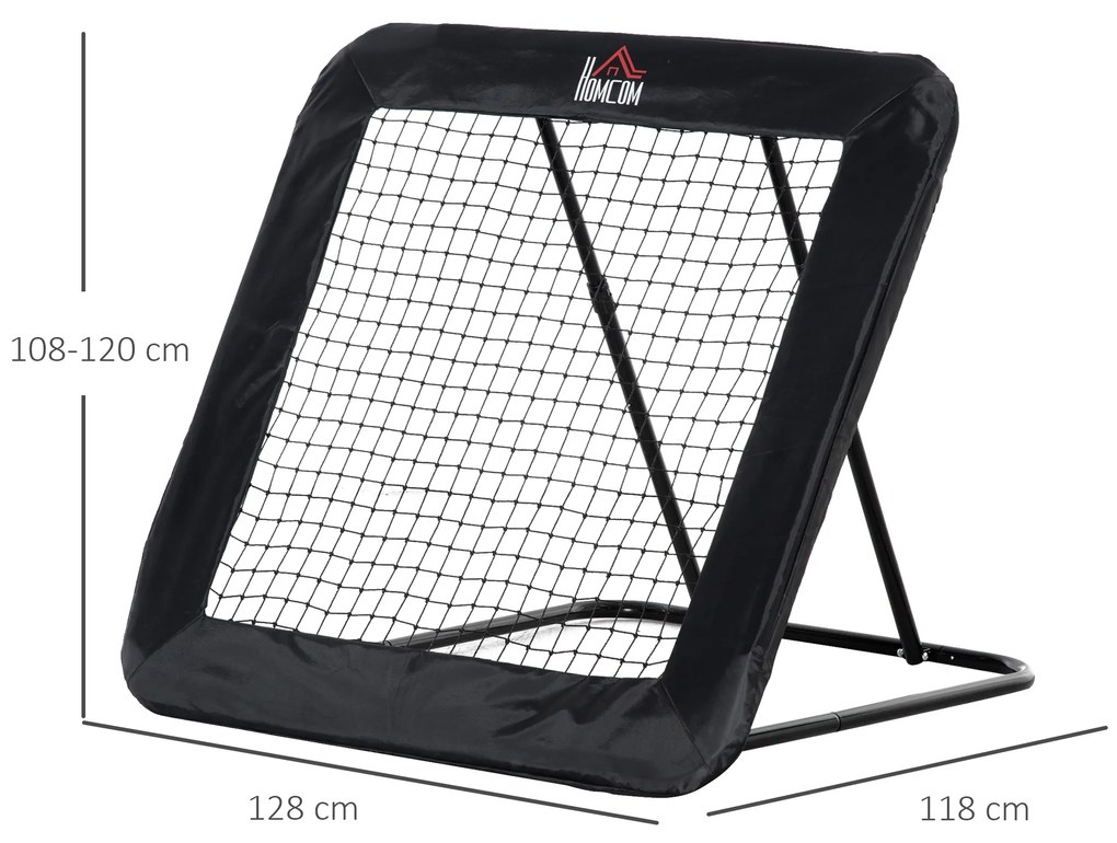 HOMCOM Rebounder Pliabil și Reglabil pentru Fotbal, Baseball și Volei, Plasă de Fotbal, 128x118x108-120 cm, Negru | Aosom Romania