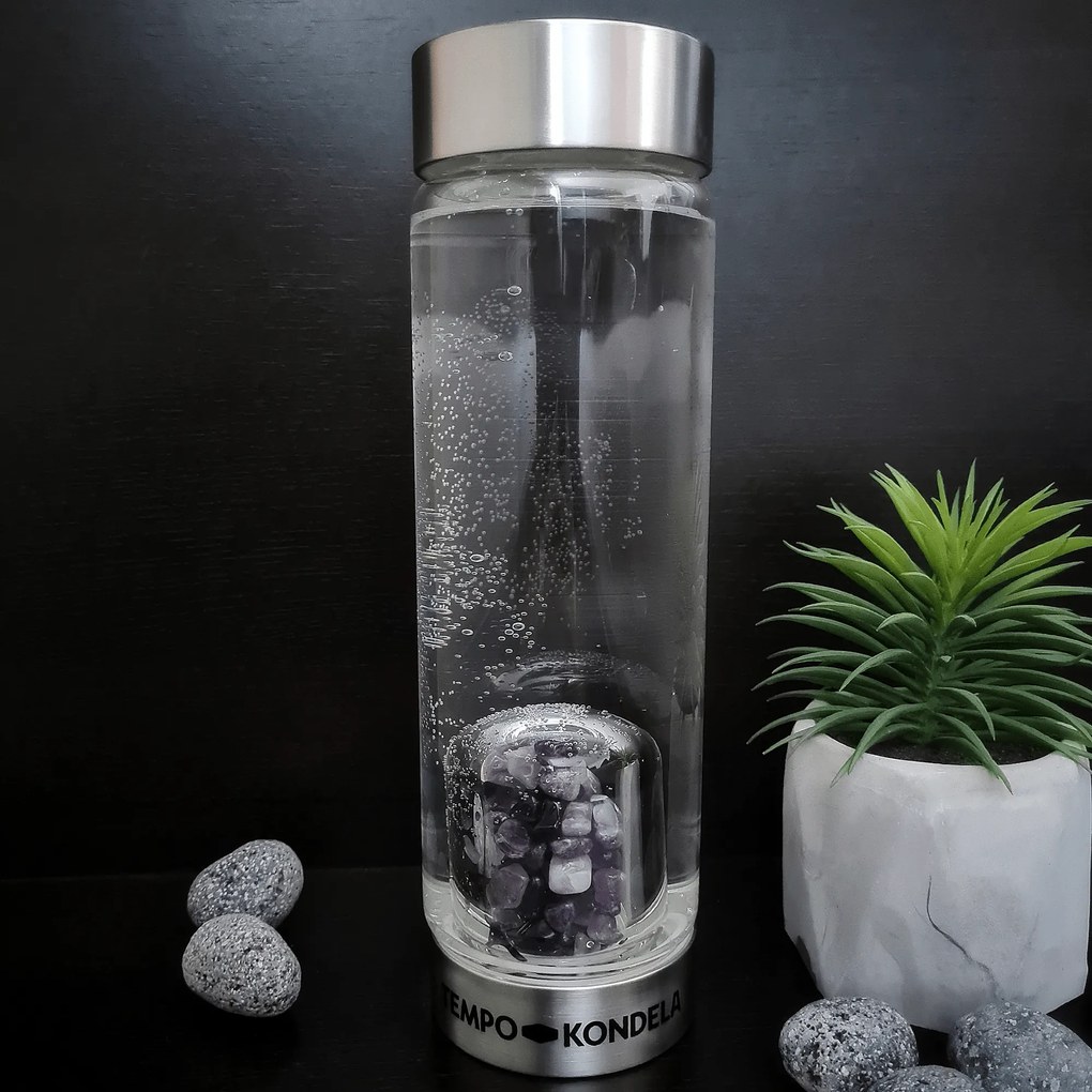 TEMPO-KONDELA CRYSTAL, flacon de sticlă cu cristale violet, 500 ml