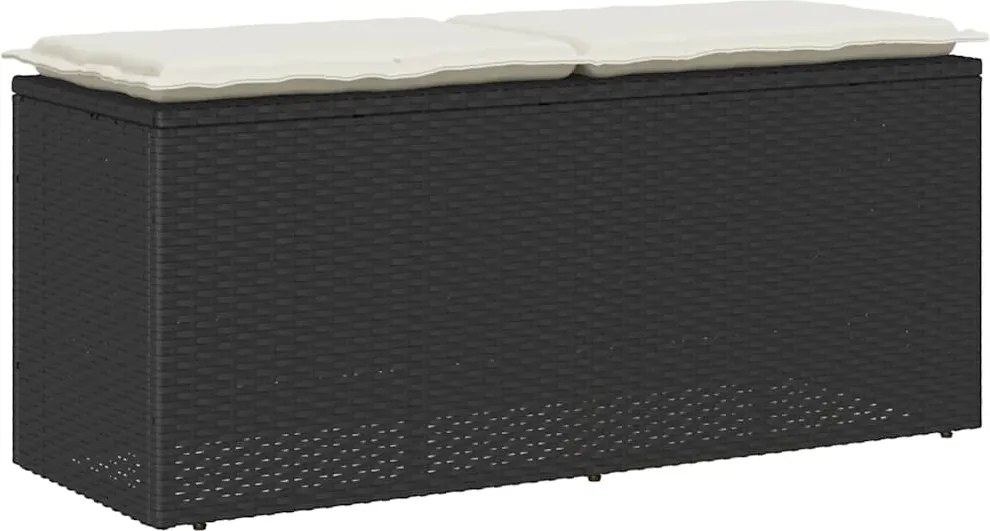 vidaXL Bancă de grădină cu pernă, negru, 110x50x58 cm, poliratan