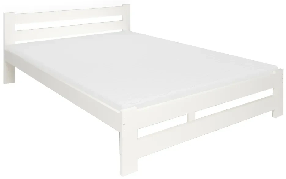 Supermobel Pat din lemn masiv EUREKA + saltea din spumă COMFORT 14 cm + somiera GRATUIT, 120x200, alb