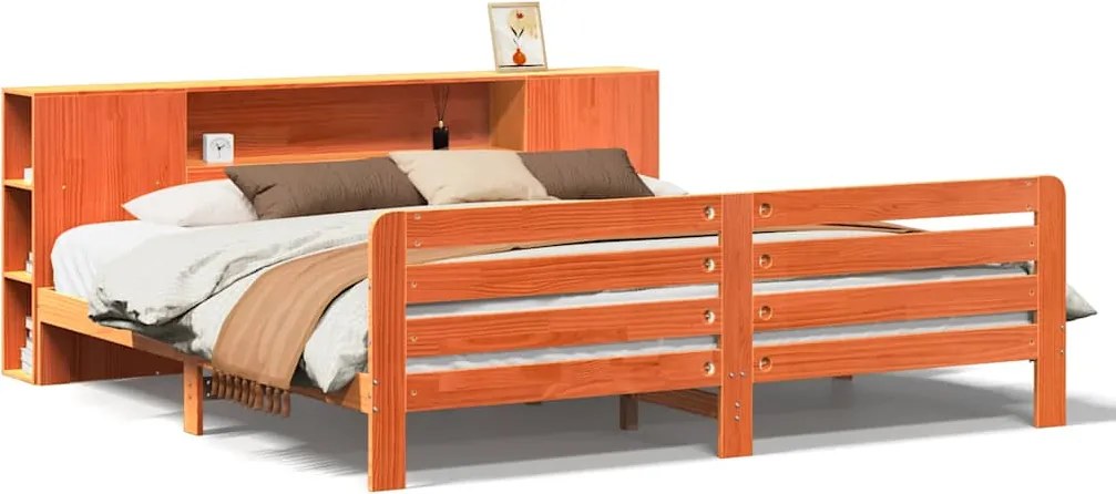 vidaXL Cadru de pat fără saltea, maro ceruit 200x200 cm lemn masiv pin