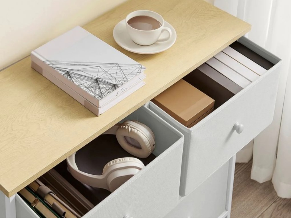 Comoda cu sertare HESTO 80x71 cm, stejar/alb