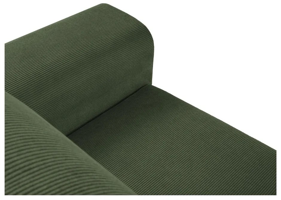 Colțar extensibil cu tapițerie reiată și șezlong pe partea stângă Micadoni Home Moghan, verde