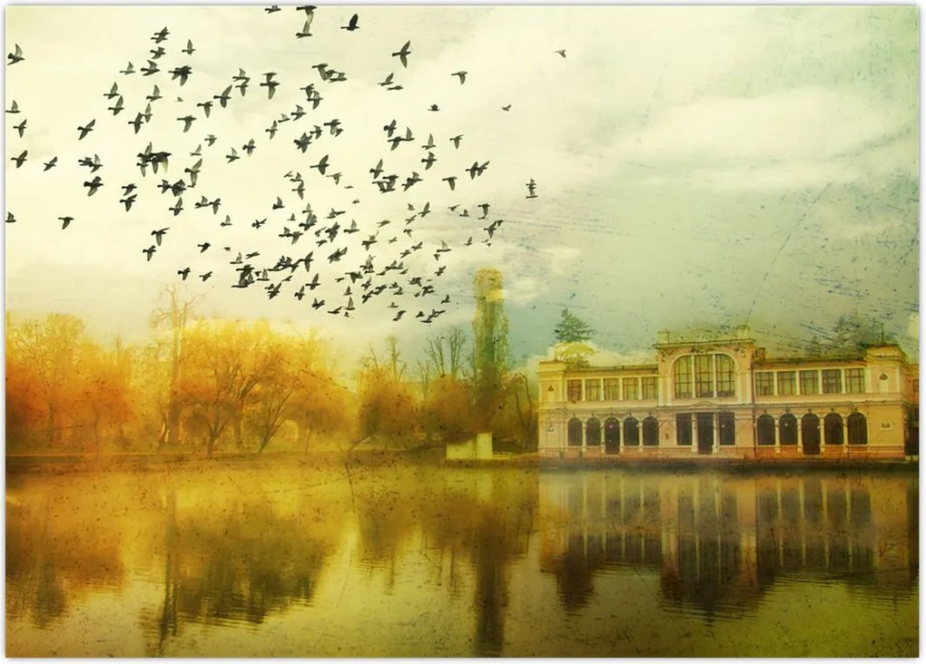 Tablou peisajului pictat cu sediul (70x50 cm)