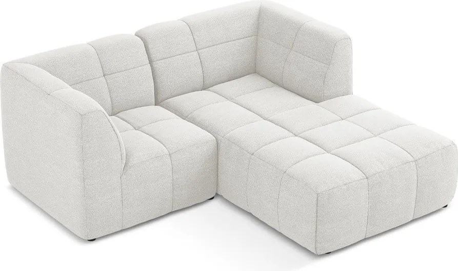 Colțar alb cu tapițerie din țesătură bouclé (cu colț pe partea dreaptă/cu șezlong) Aloha – Makamii