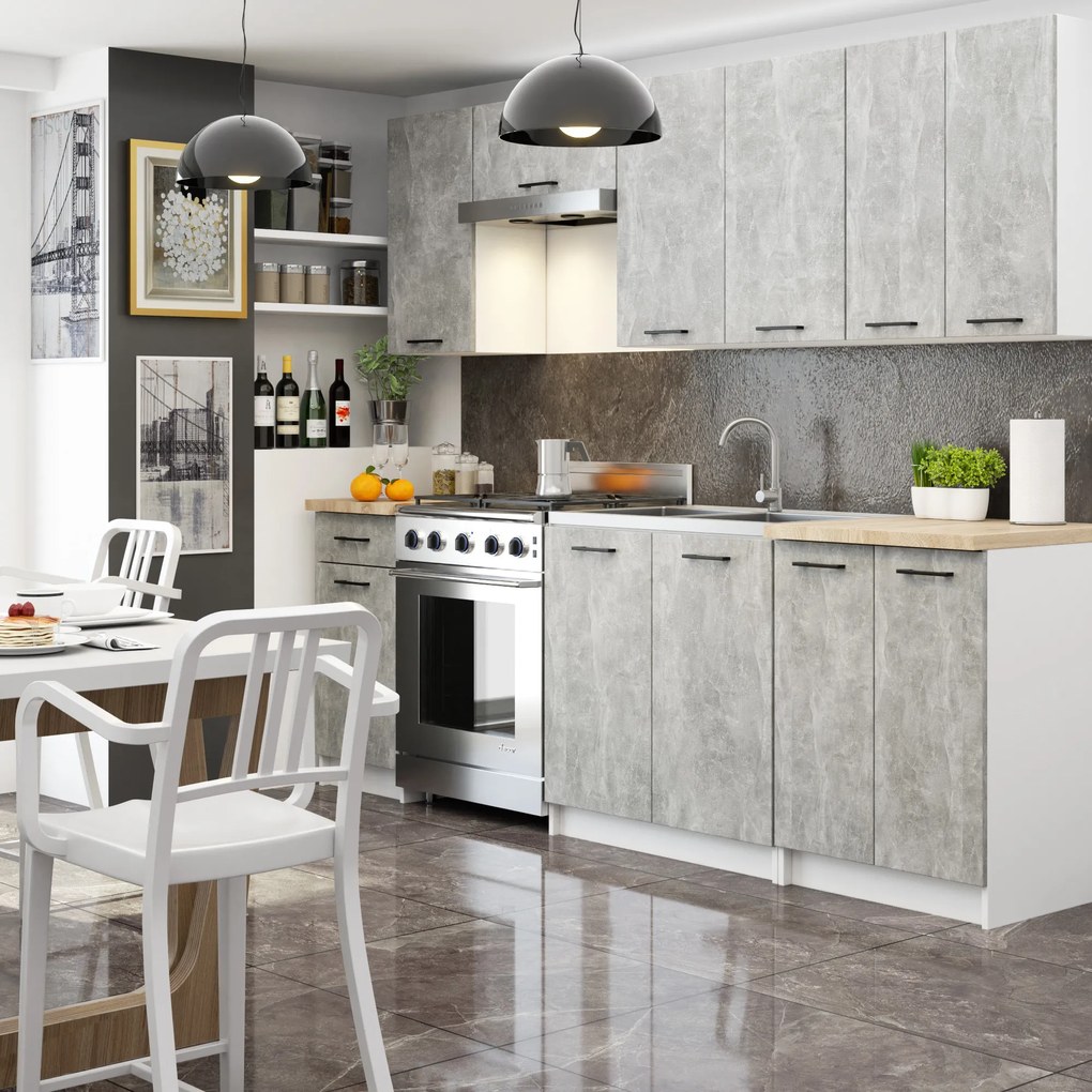 Dulap de bucătărie superior Organo W 30 (alb + beton). 1117508
