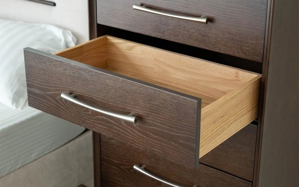 Comodă lemn masiv nuc Cooper, 70 × 42,5 × 117 cm