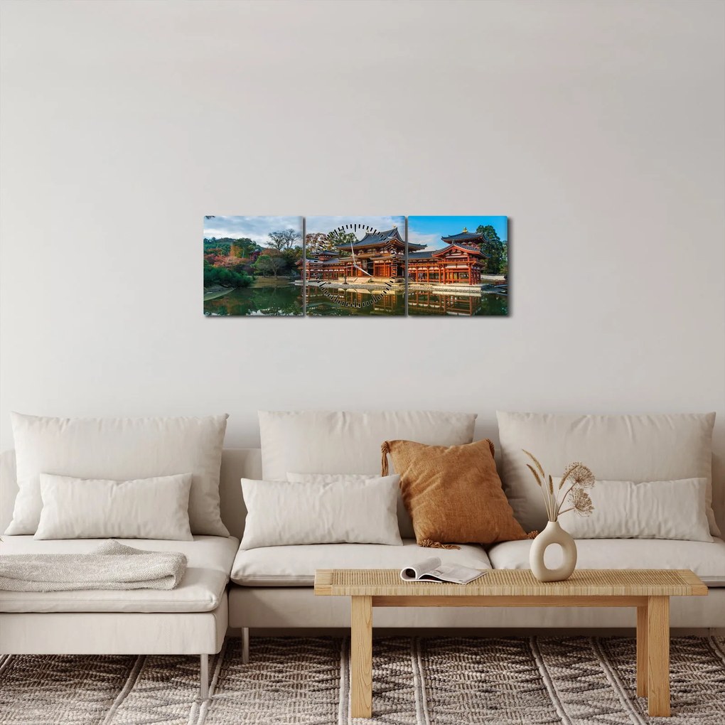 Tablou - Templul Byodo-in, Japonia (cu ceas) (90x30 cm)