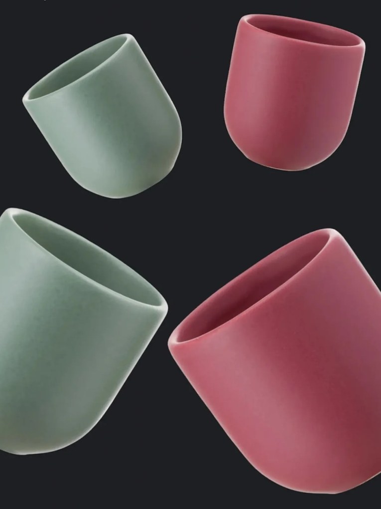 Set Cadou 4 Pahare Ceramica Novum Sarbatori (2 Pahare Rosii Mat 250ml, 2 Pahare Verzi Menta Mat 250ml)