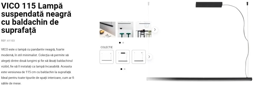 Lustra LED suspendata design modern minimaliat VICO I 115cm