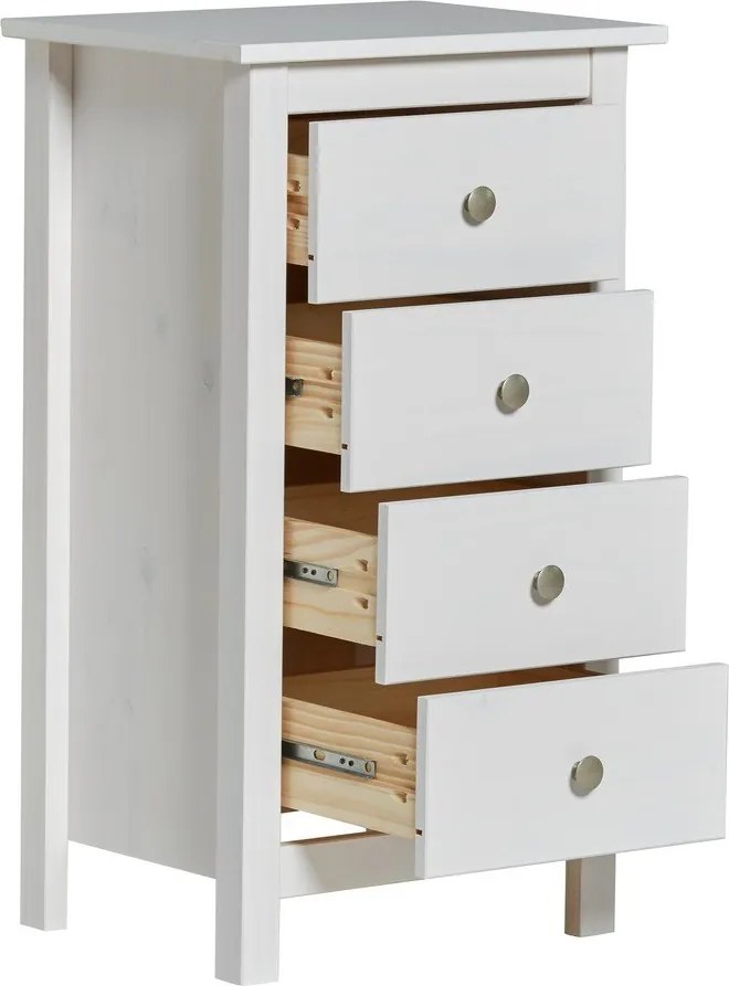 Comodă albă înaltă din lemn masiv de pin 46x80 cm Berna – Marckeric