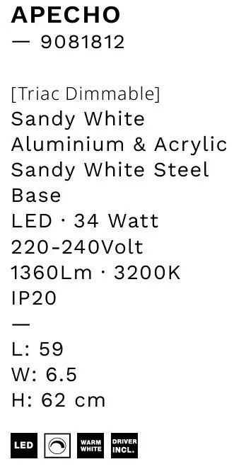 Aplica de perete LED design modern APECHO alb