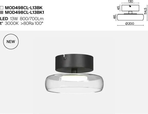 Lustra aplicata tavan Float sticla transparenta