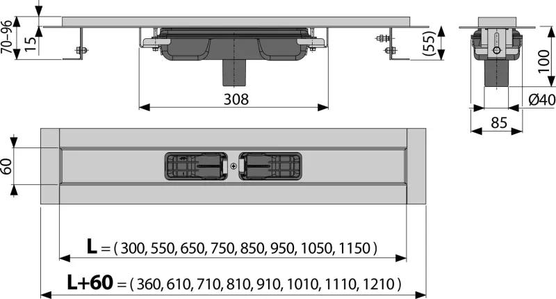Rigola dus faiantabila iesire verticala 950 mm Alcadrain APZ1101-950 950 mm