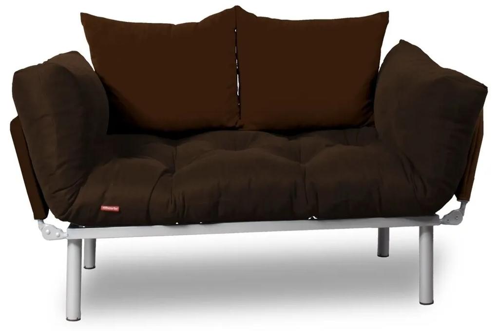 Canapea extensibila Gauge Concept, Brown, 2 locuri, 190x70 cm, fier/poliester