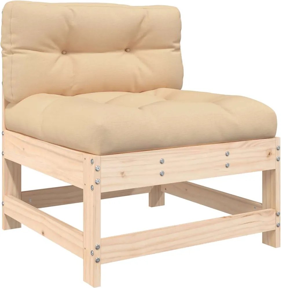 vidaXL Canapea de mijloc cu perne, lemn masiv de pin