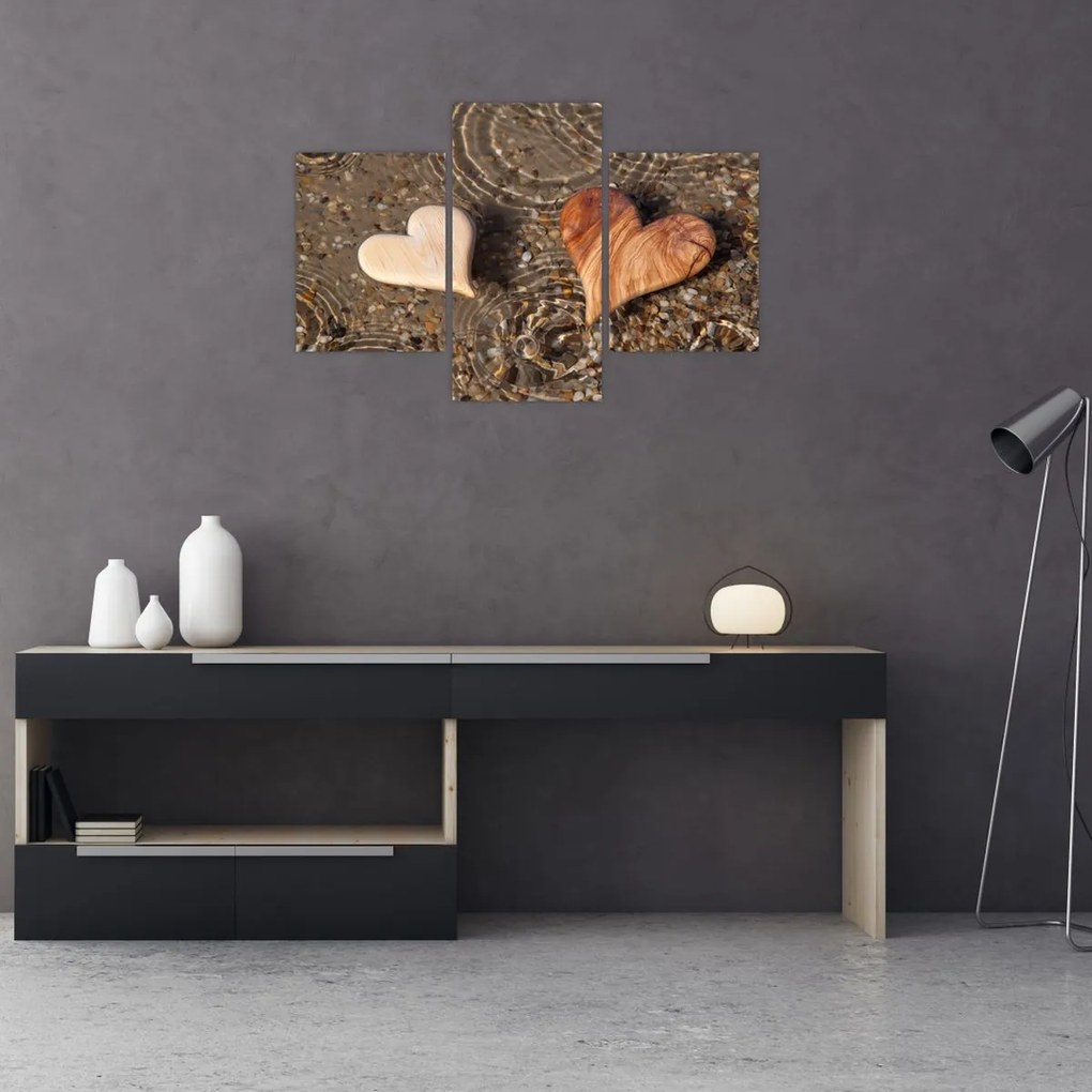 Tablou - Inimile din lemn (90x60 cm)