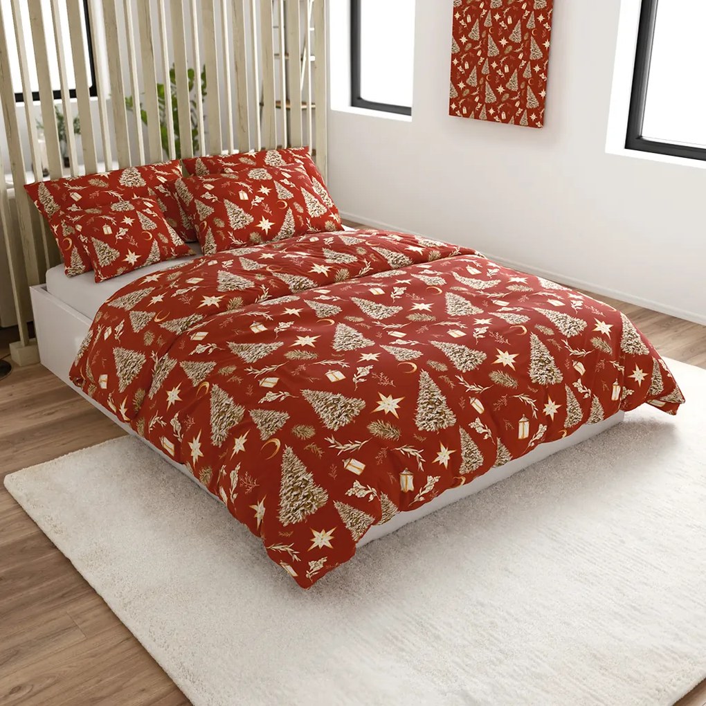 Lenjerie de pat din microfibra GOLD CHRISTMAS rosu Dimensiune lenjerie de pat: 2 buc 70 x 90 cm | 200 x 220 cm