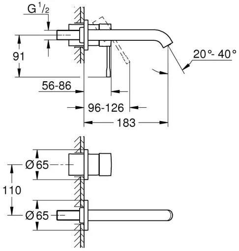 GROHE 19408A01 - Baterie pentru lavoar ESSENCE 183 mm, grafit
