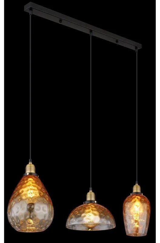 Lustra suspendata design decorativ SALVY 3L negru/chihlimbar