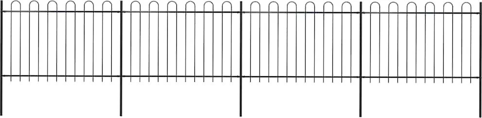 vidaXL Gard de grădină cu vârf circular din oțel, 714,5 x 120 cm, negru