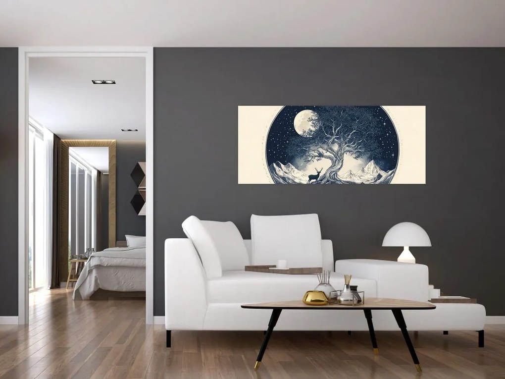 Tablou – Arbore magic cu cerb I. (120x50 cm)