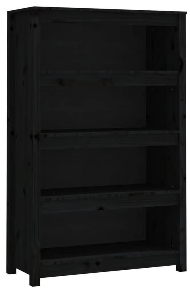 821688 vidaXL Bibliotecă, negru, 80x35x126 cm, lemn masiv de pin