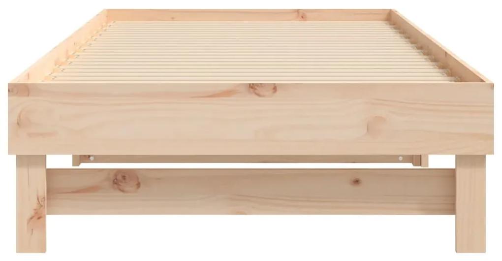 Pat de zi extensibil, 2x(90x200) cm, lemn masiv de pin Maro, 2x (90 x 200) cm
