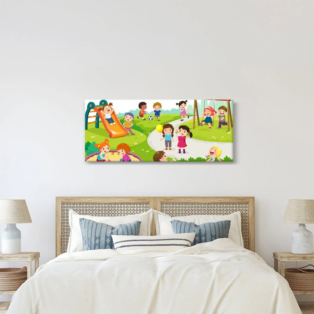 Tablou cu bucuriile copiilor în nisip (120x50 cm)
