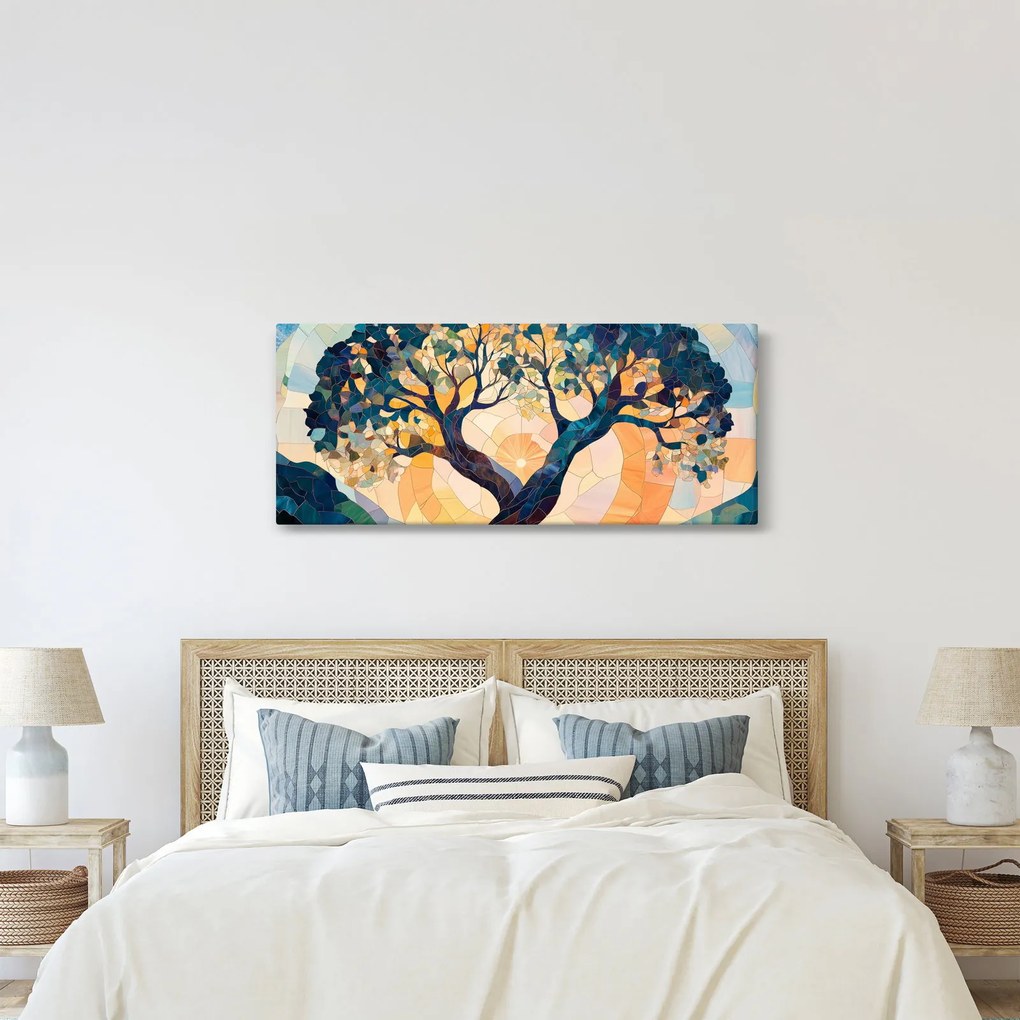 Tablou – Mozaic – soare și arbore II. (120x50 cm)