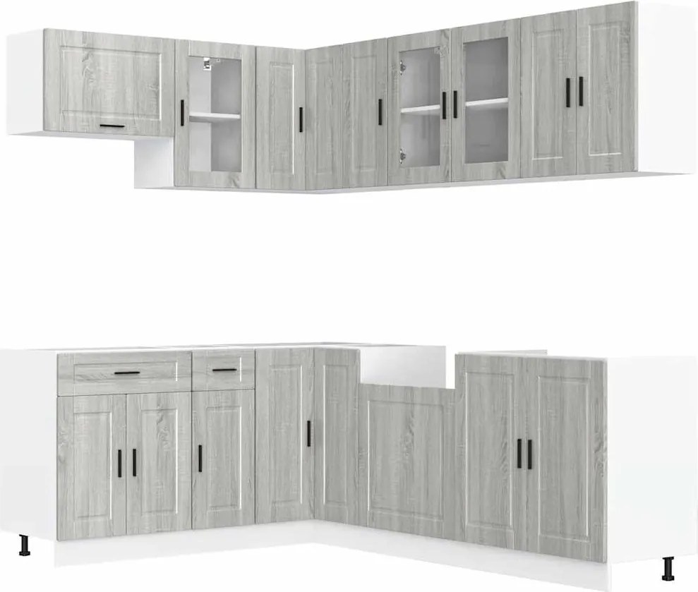 vidaXL Set de dulapuri de bucătărie 11 piese „Porto” lemn Sonoma gri