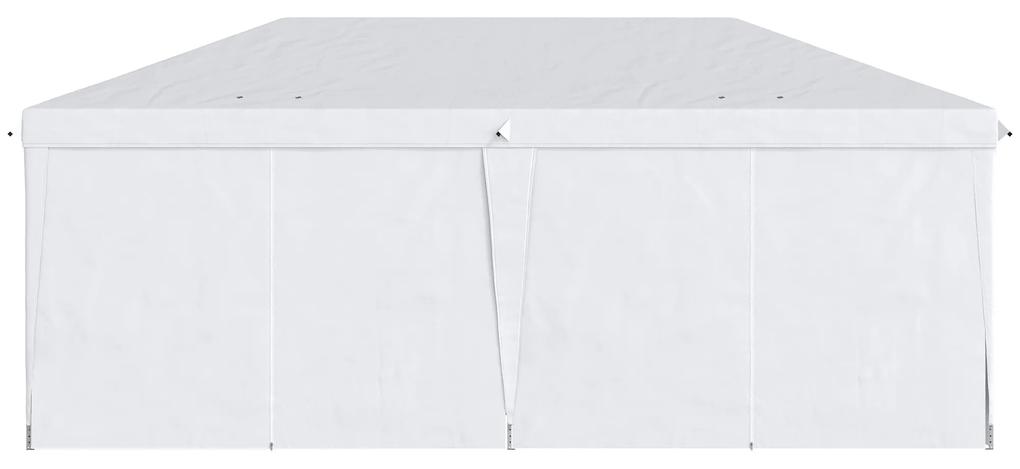 Outsunny Cort 6x3 m pliabil din otel si material Oxford, cort pentru gradina cu 6 pereti laterali, franghii si carlige, alb