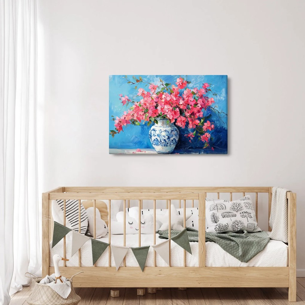 Tablou - Vază cu flori roz (90x60 cm)