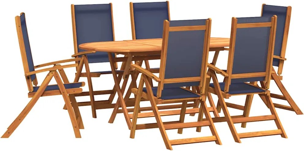 vidaXL Set mobilier de grădină, 9 piese, lemn masiv acacia/textilenă