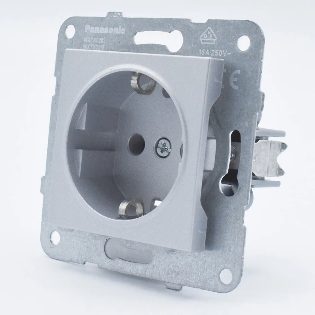 Priza simpla cu impamantare, 16A, IP20, Argintiu, Panasonic Arkedia Slim \ Karre Plus