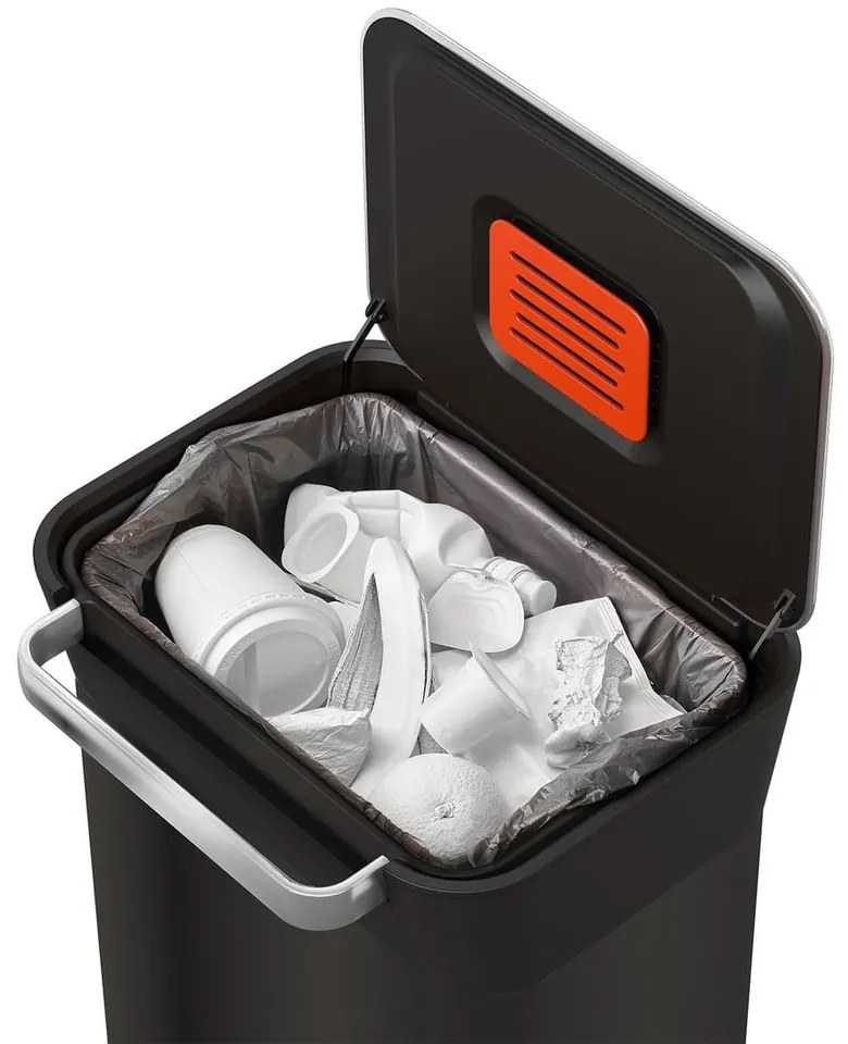 Coș de gunoi negru cu pedală din oțel 30 l Titan – Joseph Joseph