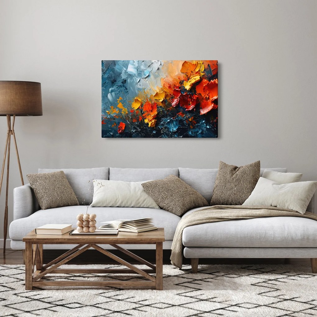 Tablou - Pictură abstractă de flori III. (90x60 cm)