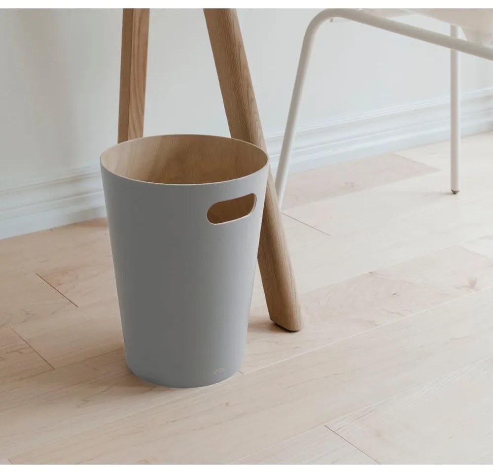 Coș de gunoi gri deschis pentru birou 7,5 l Woodrow – Umbra