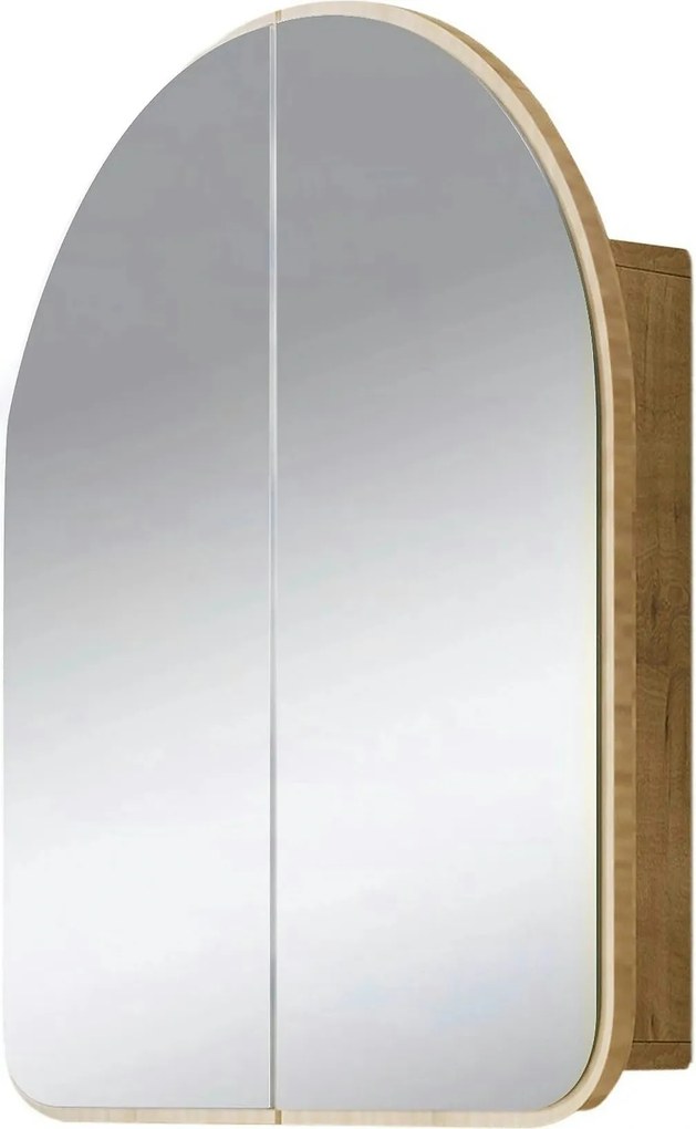 Dulap baie HOPE CABINET, stejar inchis, PAL/sticla, cu 2 usi, 50x12x45