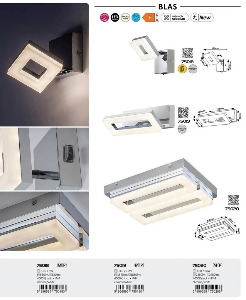 Aplica de perete LED pentru baie IP44 Blas