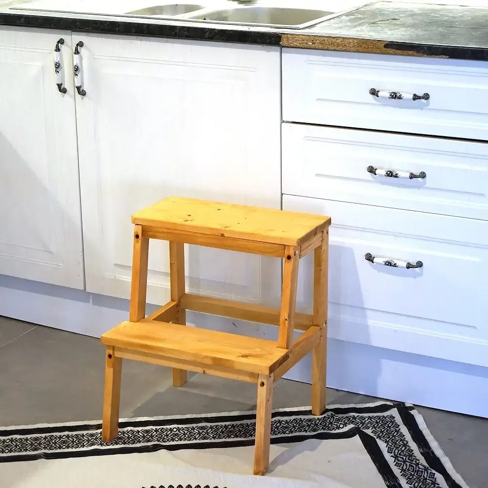 Scara cu trepte din lemn, culoare lemn natur,50 cm