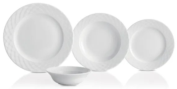 Set de veselă 24 piese alb/porțelan