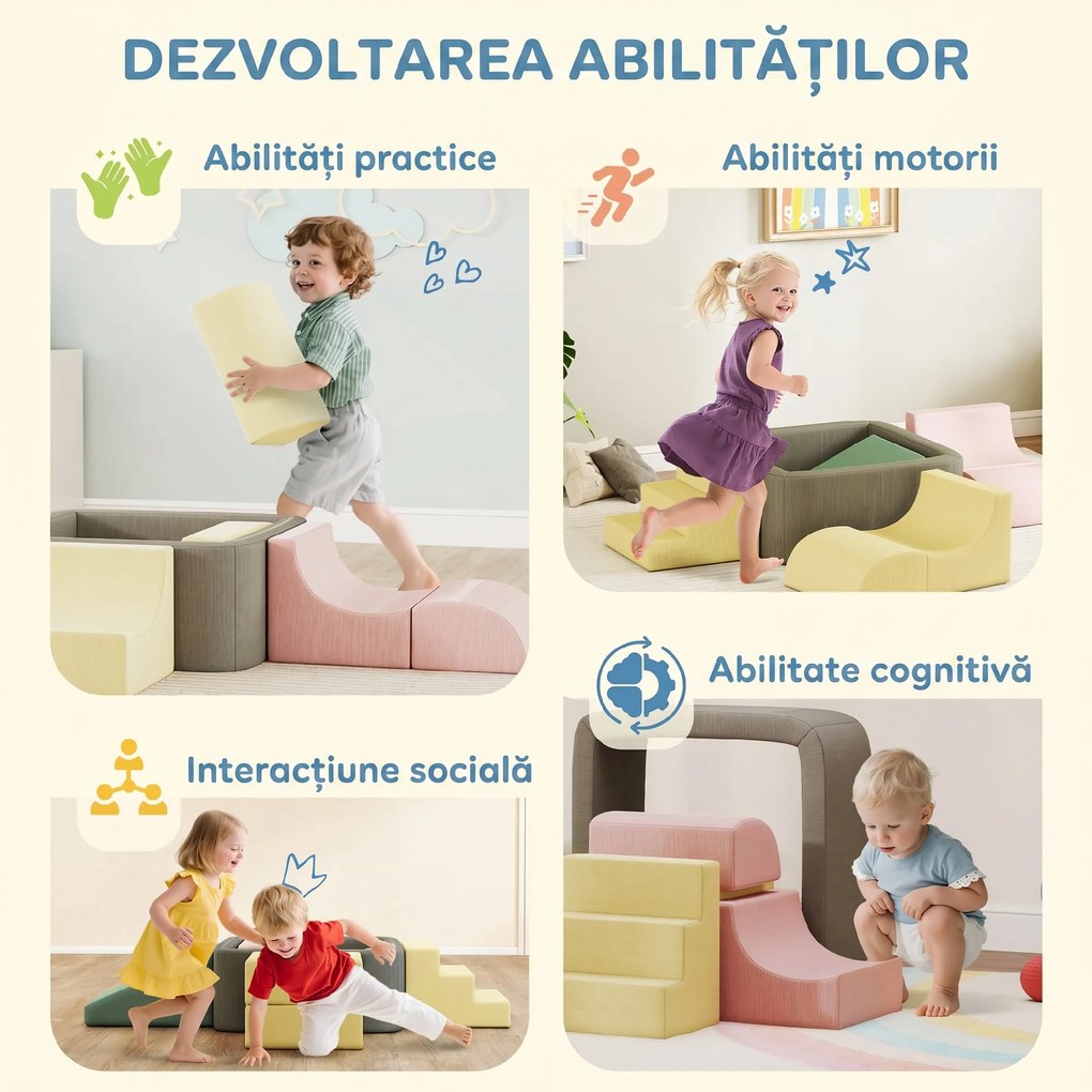 AIYAPLAY Set 7 Construcții Moi pentru Copii 3-6 ani | Aosom Romania