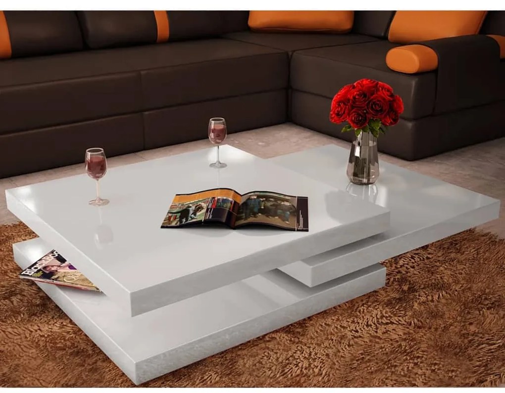 241077 vidaXL Măsuță de cafea pe 3 niveluri, alb lucios