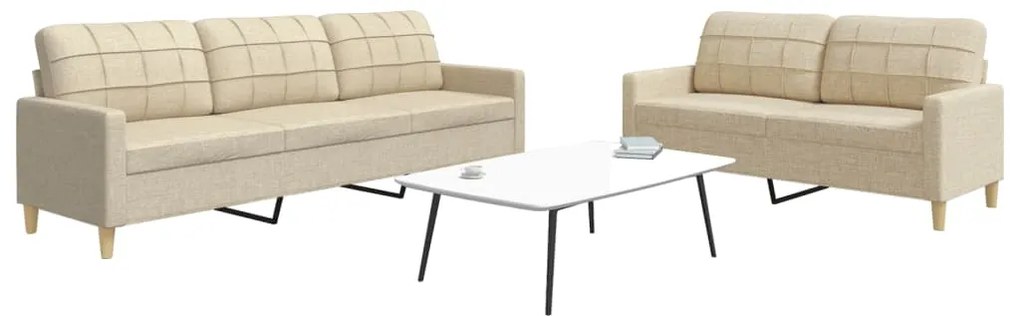 vidaXL Set de canapele, 2 piese, crem, material textil