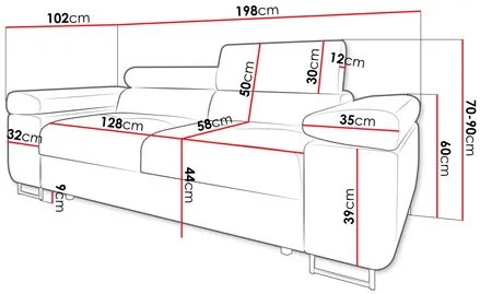 Canapea Terazuro 2 (Gri + Alb) . 1104603