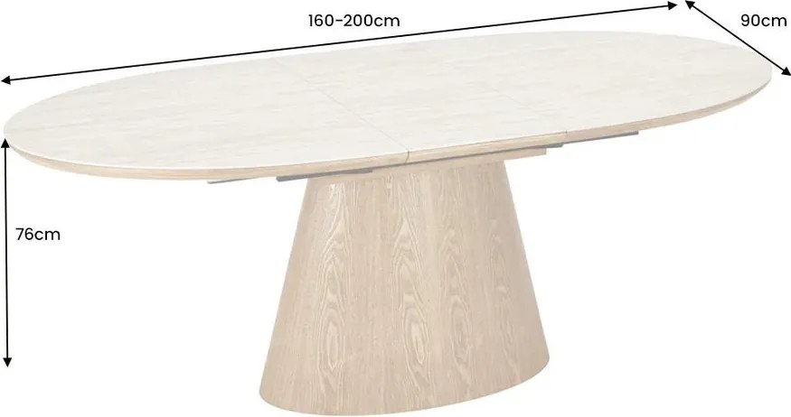 Masa extensibila, Ceramica travertin, Furnir stejar, UNIQUE 160-200cm