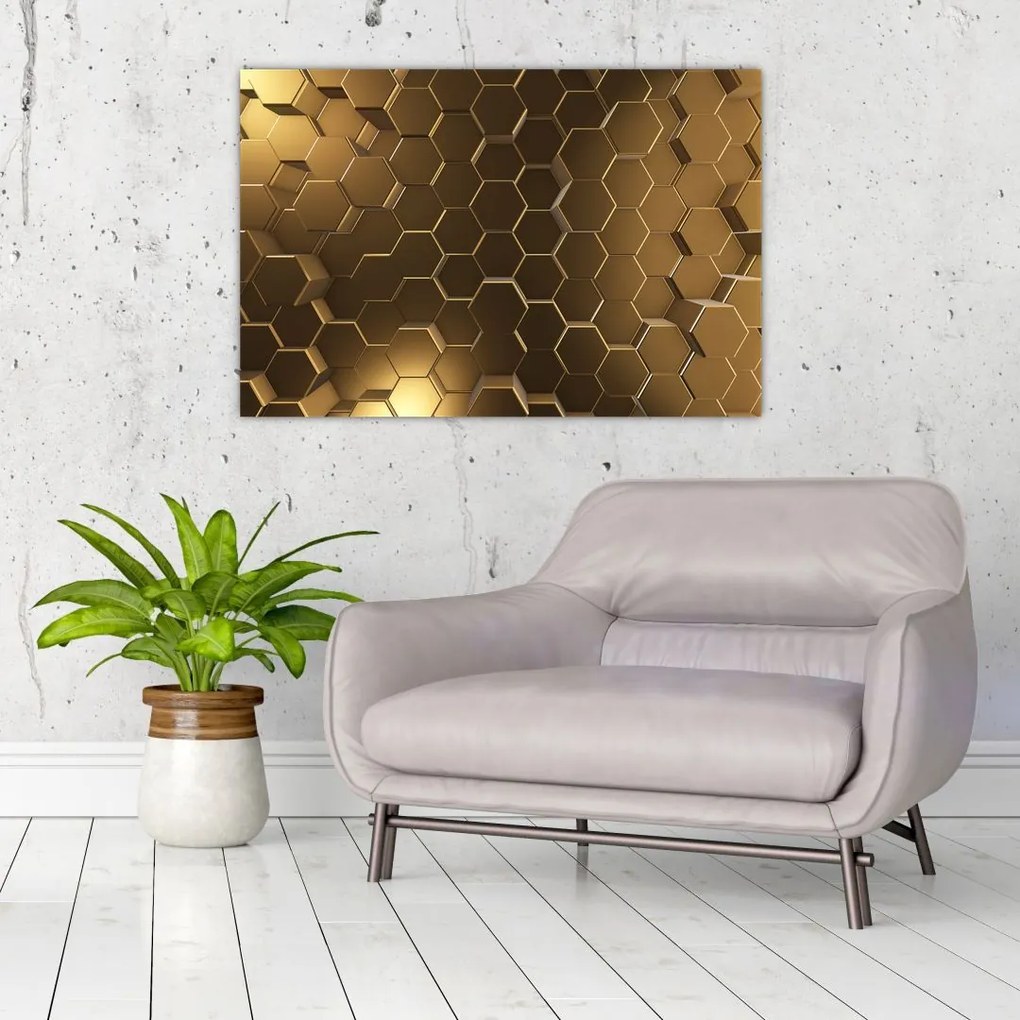 Tablou - Hexagoane verzi (90x60 cm)