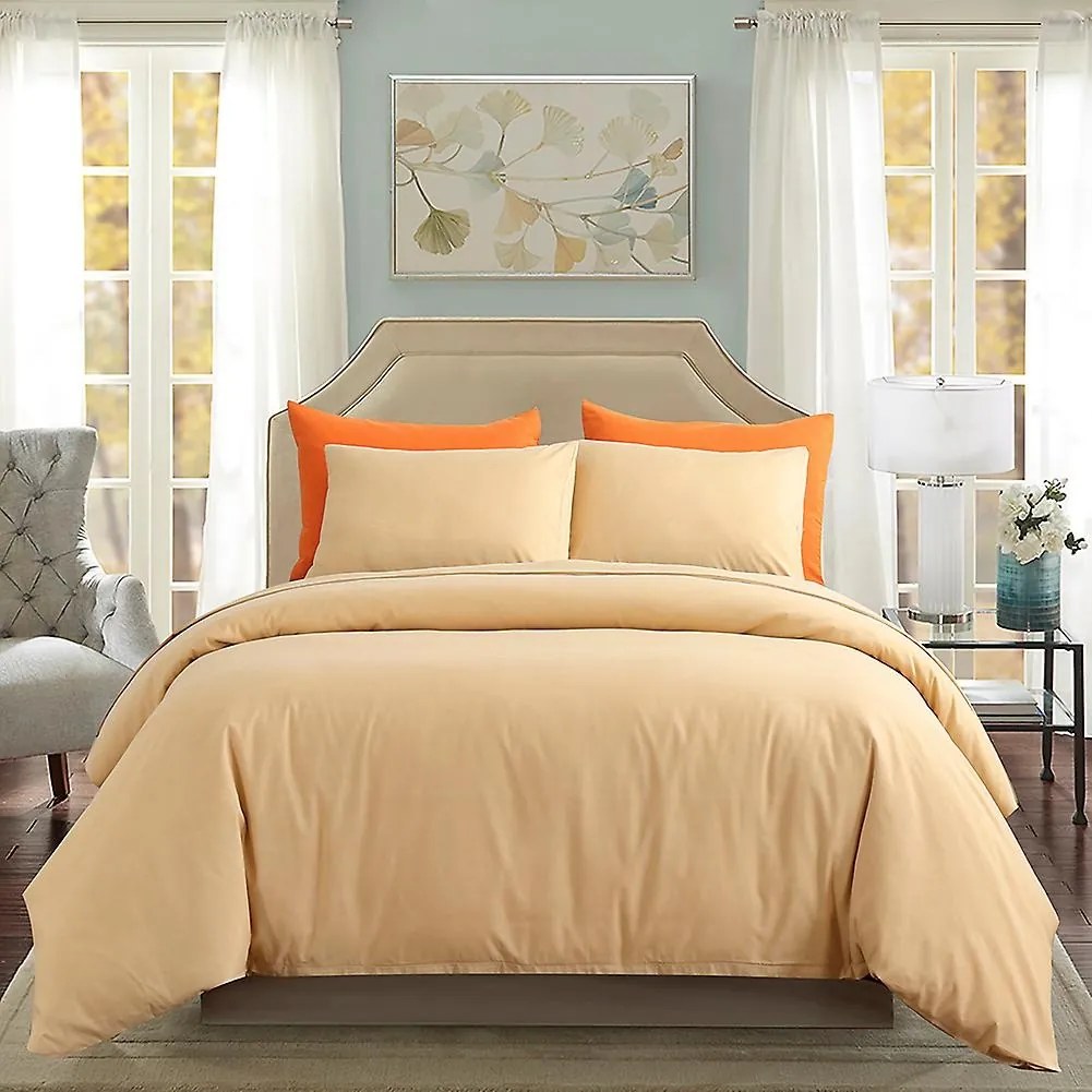 Lenjerie de pat matrimonial Premium Ranforce uni beige / 200x220 cm dimensiune standard