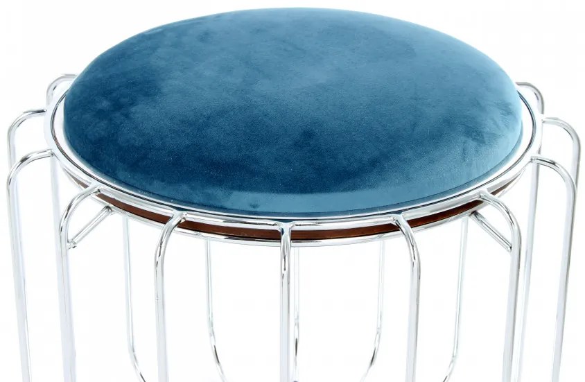 Taburet tapitat/masuta de cafea rotund/a Comfortable 50x50x45 cm albastru